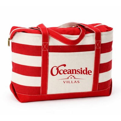 18 oz Canvas Nautical Zip Top Tote Bag- 14" x 23" x 7"