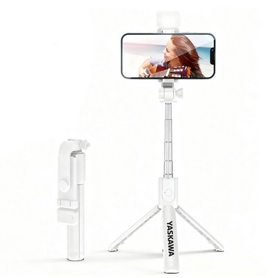 Selfie Stick with Tripod, Bluetooth Remote & USB Rechargeable Light